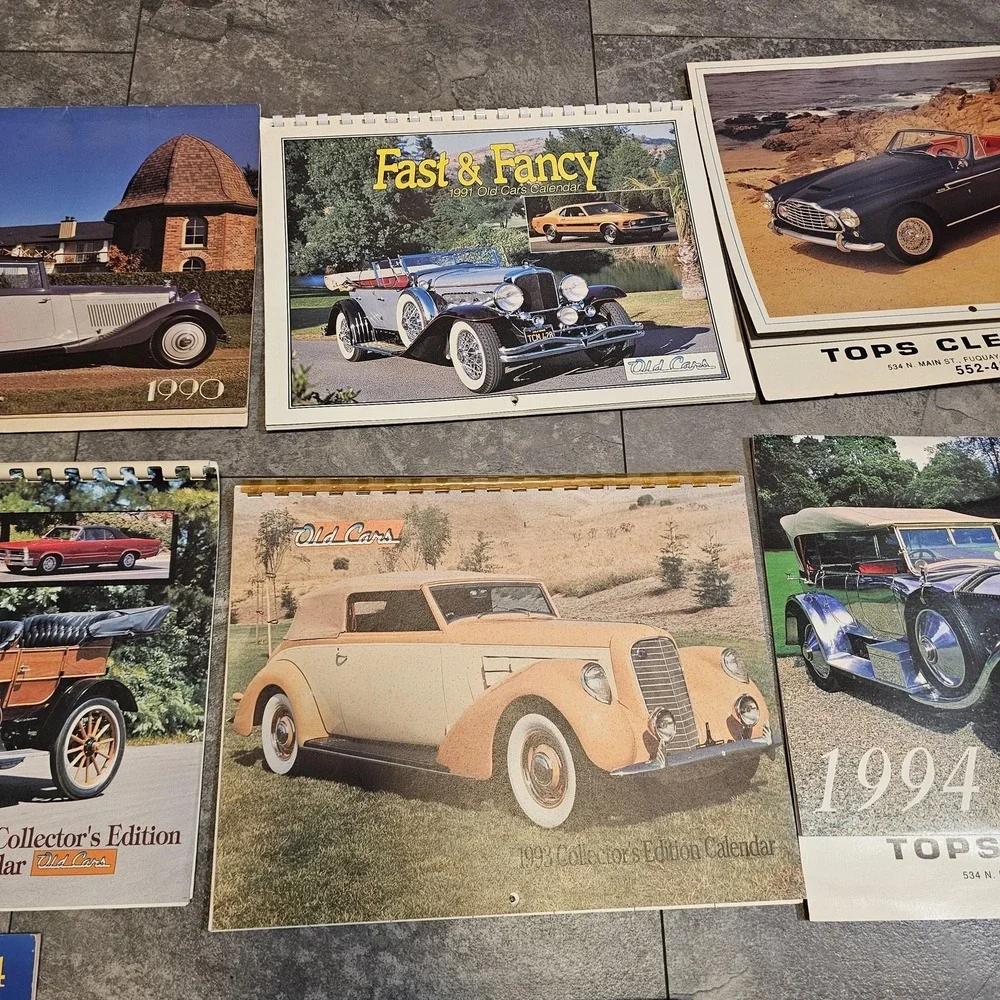 Vintage Old Cars Collector Car Calendar Lot 1990s Tops Cleaners Advertising USA